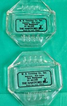 Vtg 1950&#39;S Glass Ashtray Art Deco The Hartford Farm Management Insurance Set 2 - £11.01 GBP