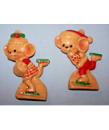 Pair of Adorable Vintage Ceramic Painted Ice Skating Boy, Girl Mice Orna... - $187.20 MXN