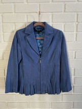 Vintage Bradley Bayou Zip Jacket Genuine Soft Leather Blue Womens XXS  - £30.81 GBP