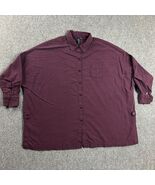 Focus Casual Life Top Womens Large Maroon Button Up 3/4 Sleeve Oversize ... - $510.69 MXN