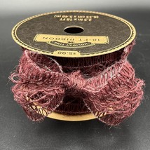 Loose Weave Detailed Wired Wreath Ribbon Burgundy Maroon Wine 2.5&quot; x 18&#39;... - $6.85