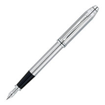 Sheaffer Lustrous Chrome Fountain Pen w/ Glossy Black PVD Trim - Fine - £86.39 GBP
