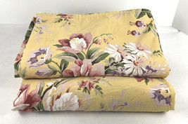 Vintage Ralph Lauren FLAT FITTED Sheets BROOKE SOPHIE Yellow Floral TWIN - £65.81 GBP