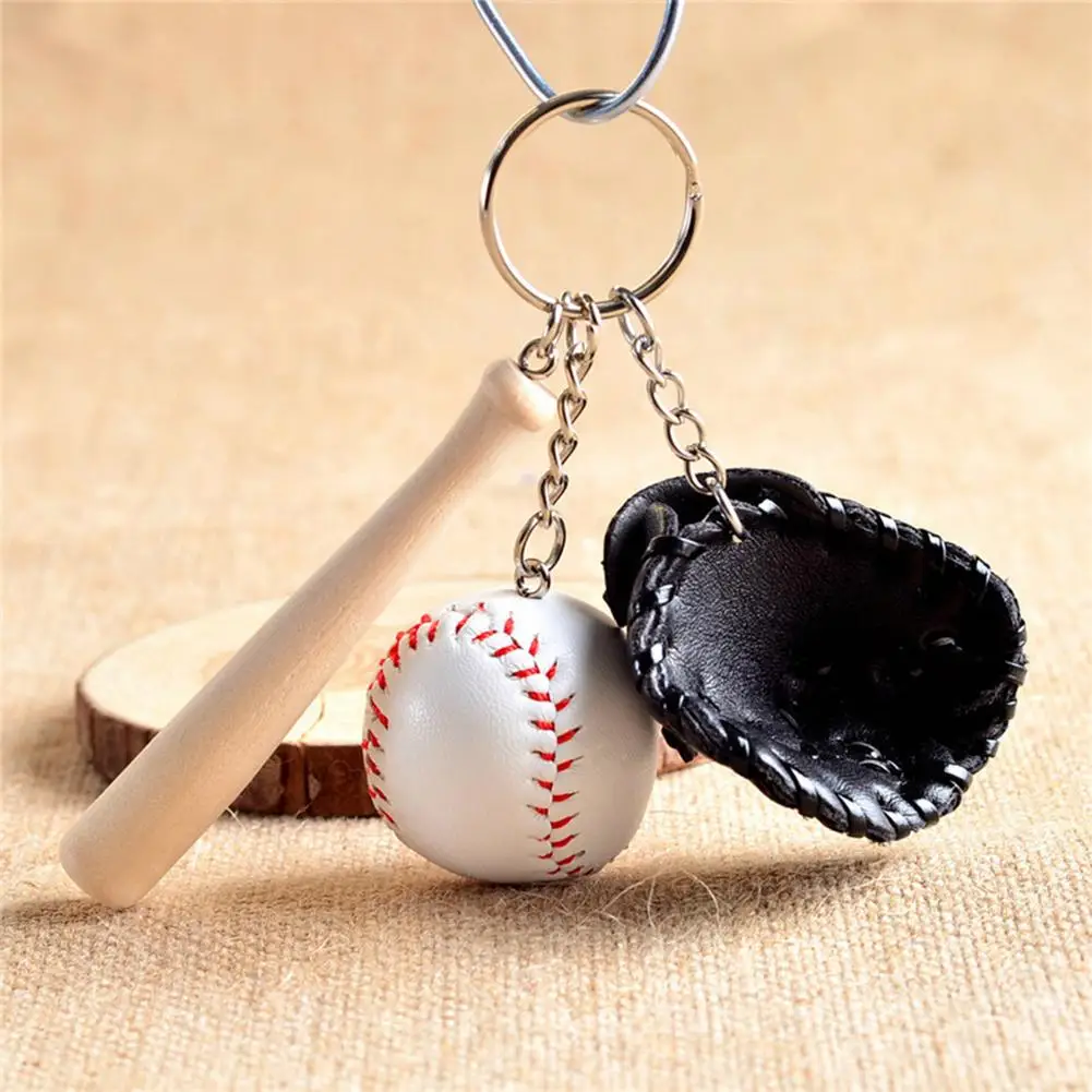 Sporting Mini Baseball Bat Glove Set Pendant Keychain Baseball Key Key Chain Bac - £23.38 GBP