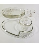 7 Pc Columbia Snack Oval Plates Cups Snak Clear Glass Vintage Lunch Set ... - $23.76