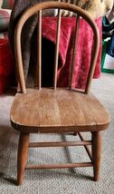 Vintage Childs Bow Back Bent Wood Doll Sitting Chair 3 Spindle Cute - $54.99