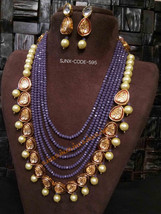 VeroniQ Trends-Designer Raani Haar Necklace set in Kundan,Faux Gemstones,Emerald - £95.70 GBP