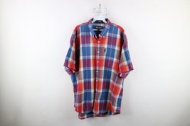 Vintage 90s Chaps Ralph Lauren Mens XL Rainbow Madras Plaid Weave Button Shirt - £34.99 GBP