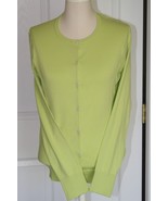 Lands End  Women&#39;s LS Supima Crew Cardigan Sweater Lime Breeze New - €25,56 EUR