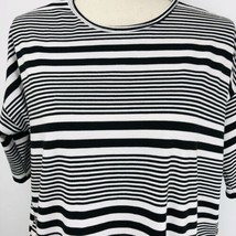 LuLaRoe Irma Shirt Top Tunic XXS Black White Stripe High Lo Oversized - £15.79 GBP