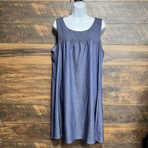 Naif Blue Chambray Dress Large Sleeveless Stretch Beach Casual Lounge Ru... - $12.35