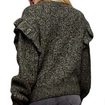 Topshop Ruffle Puff Longsleeve Cableknit High Neck Sweater Size XS 0/2 Gray - £15.31 GBP