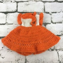 Vintage Handmade Doll Dress Orange White Ruffled Crochet With Shorts Underneath - $14.84