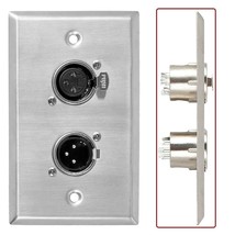 2 Port 3-Pin XLR Male &amp; Female Microphone Cable Connector Wall Plate Zin... - £24.36 GBP