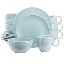 Gibson Elite Alemany 16 Piece Round Stoneware Dinnerware Set in Aqua - $116.99