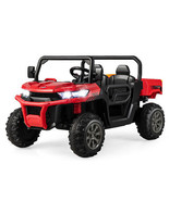 2-Seater Kids Ride On Dump Truck with Dump Bed and Shovel-Red - Color: Red - £372.08 GBP