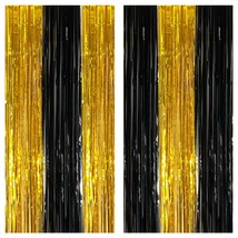 Xtralarge, Black And Gold Fringe - 8X6.4 Feet, Pack Of 2 | Black And Gold Curtai - £18.03 GBP