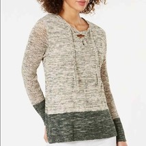 Style &amp; Co mixed media lace front sweater XS new - £22.31 GBP