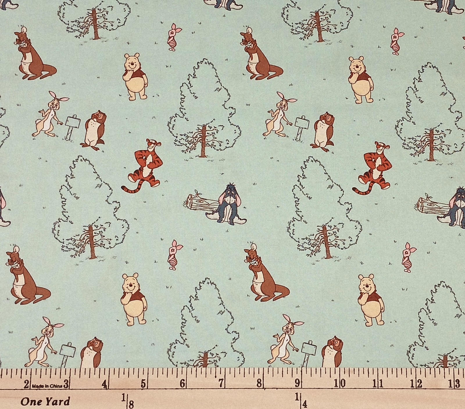 Cotton Winnie the Pooh Group Pack Characters Blue Fabric Print by Yard D... - $12.95