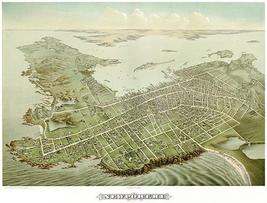 Newport, Rhode Island - 1878 - Aerial Birds Eye View Map Poster - $9.99+