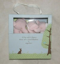 A Pair And A Spare Chenille Pink Elephant Security Blanket Angel Dear Baby NEW - £55.15 GBP