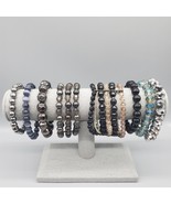 Beaded Bracelet Lot (8) Stretch Crystal Glass Acrylic Aurora Borealis Boho - $557.69 MXN
