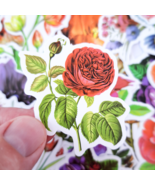 50 PCS Vintage Beautiful Flower Sticker Pack, Garden Nature Colorful Sti... - £10.61 GBP