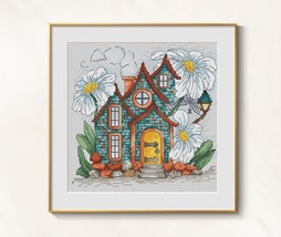 Summer house cross stitch fairy country house pattern pdf, small gnome house  - £6.67 GBP