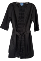 Simply Vera By Vera Wang Women&#39;s Long Trench Coat Blazer Tie Pocket Black Size S - £15.78 GBP