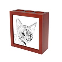 Devon rex - Wooden stand for candles/pens with the image of a cat ! - £15.73 GBP