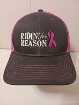 Ridin&#39; For A Reason Breast Cancer Awareness Pink Snapback Cap Hat - £11.66 GBP