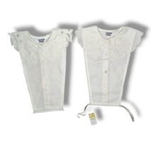 Vintage 70s Fashion Front Dickie Collar White Linen Blend Elastic Hip St... - £18.04 GBP