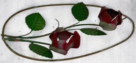 Vtg Metal Red Roses Wreath Wall Decor 7"  Wall Hanging Decor Made In Hong Kong image 4