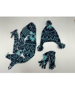 Old Navy Childrens Winter Hat Gloves Scarf Set Blue Fleece Aztec Size L-XL - $12.18