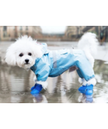 Dog Cat Blue Silicone Protective Waterproof 4Pcs Raining Boot Shoes Size XL - £8.17 GBP