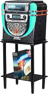 Boston Tabletop Jukebox Record Player Entertainment System With Stand Bl... - $630.99