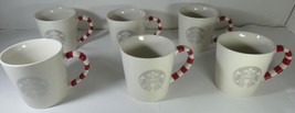 Starbucks 6 Candy Cane Snow Xmas Mug  White  12 oz MIC 2016 W  Sku 01106... - £509.04 GBP