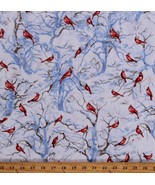 Cotton Cardinals Birds Animals Winter Holiday Fabric Print by the Yard D... - $11.95