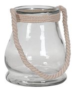 Hills Imports Decorative Glass/Rope Lantern, Clear, 8-Pound - £38.93 GBP