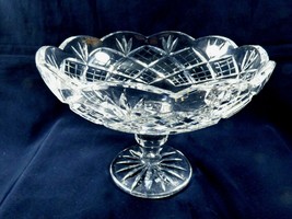 Footed Clear Crystal bowl net pattern pedestal candy nut fruit dish 7 5/... - £41.14 GBP