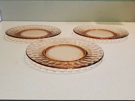 Vintage Set of 2 Jeanette Pink Depression Glass Hex Optic Honeycomb 8&quot; Plate - £7.75 GBP