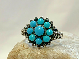 Sterling Silver Vtg Blue Stone Southwestern Ring 4.50g Jewelry Sz 8 Band  - £32.08 GBP