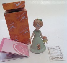 Enesco Birthday Girl Figurine Age 3 1981 Brunette Green Dress Growing Up... - $9.85