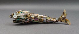 Mexican Vintage Mother Of Pearl Abalone Articulated Fish Bottle Opener 9 7/8&quot; - £119.87 GBP