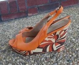 Charlotte Russe Retro Orange Slingback Wedges - Size 9 - £12.57 GBP