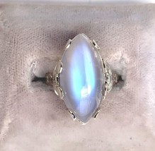 14k White Gold 9.58ct Marquise Genuine Natural Moonstone Filigree Ring (... - $1,424.61