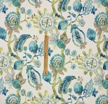 Richloom Anastasia Seaside Blue Large Botanical Floral Linen Fabric By Yard 54&quot;W - £18.01 GBP