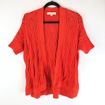 Ann Taylor LOFT Womens Cardigan Sweater Open Front Crochet Cotton Orange Size XS - £7.69 GBP