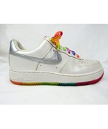 NIKE  Air Force 1 AF1 White Metallic FCHS Rainbow 318275-101 Girls Size ... - £29.98 GBP