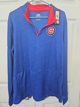 Men&#39;s Large  Chicago Cubs  Majestic Baseball 1/4th zip Jersey **Read** - $29.65